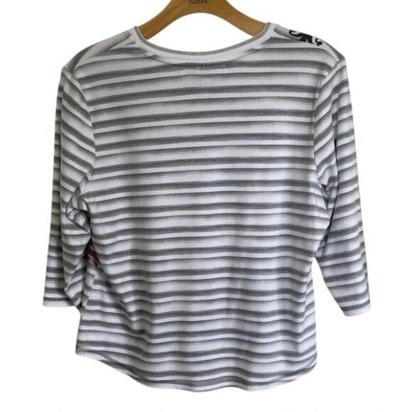 Karen Scott Sport Women' Sz XXL Rhinestone Embellished Paisley/Stripe Print Top - Picture 2 of 10